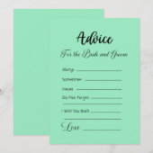 Advies voor de bruid en bruidegom Mint Green Kaart (Voorkant / Achterkant)