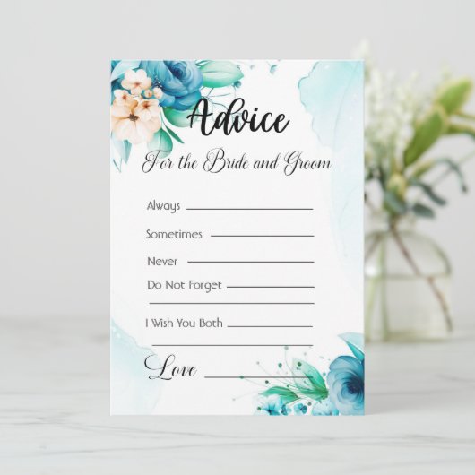 Advies voor de bruid en bruidegom Modern Blauw Blo Kaart (Staand voorkant)