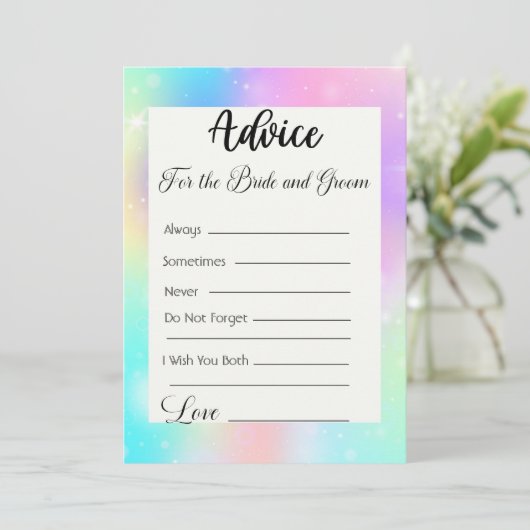Advies voor de bruid en bruidegom Pastel Rainbow Kaart (Staand voorkant)
