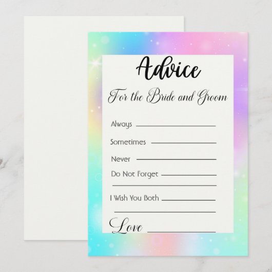Advies voor de bruid en bruidegom Pastel Rainbow Kaart (Voorkant / Achterkant)