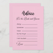 Advies voor de bruid en bruidegom pastel roze kaart (Voorkant / Achterkant)