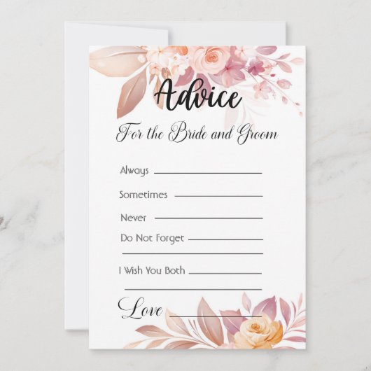 Advies voor de bruid en bruidegom Pink Boho Floral Kaart (Voorkant)