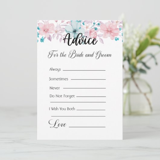 Advies voor de bruid en bruidegom roze & blauw blo kaart (Staand voorkant)