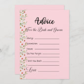 Advies voor de bruid en bruidegom roze bloemen kaart (Voorkant / Achterkant)