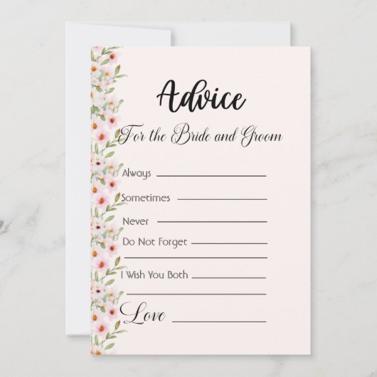 Advies voor de bruid en bruidegom roze bloemen kaart (Voorkant)