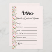 Advies voor de bruid en bruidegom roze bloemen kaart (Voorkant / Achterkant)