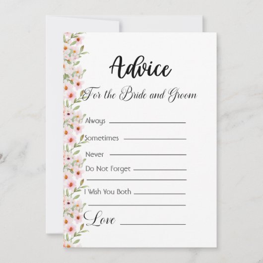 Advies voor de bruid en bruidegom roze bloemen kaart (Voorkant)