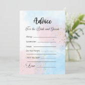 Advies voor de bruid en bruidegom roze en blauw kaart (Staand voorkant)