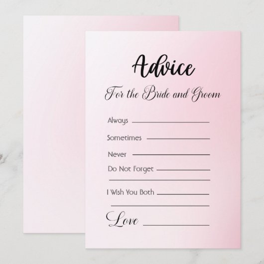 Advies voor de bruid en bruidegom roze ombre kaart (Voorkant / Achterkant)