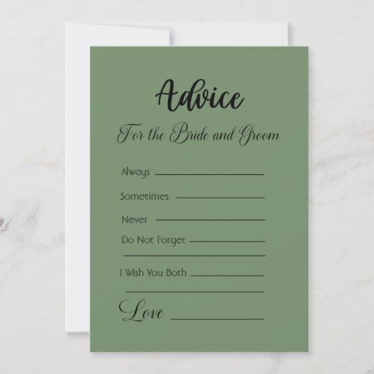 Advies Voor de Bruid en Bruidegom Salie Groen Kaart (Voorkant)