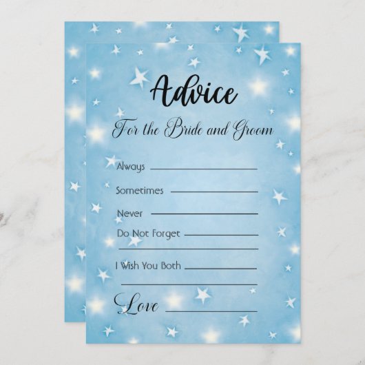 Advies voor de bruid en bruidegom Sky Blue Celesti Kaart (Voorkant / Achterkant)