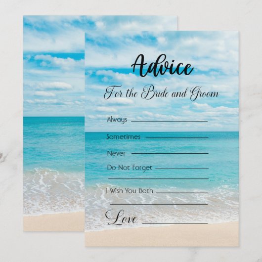 Advies voor de bruid en bruidegom Strand en Oceaan Kaart (Voorkant / Achterkant)
