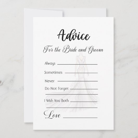 Advies voor de bruid en bruidegom trouwjurk kaart (Voorkant)