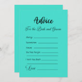 Advies voor de bruid en bruidegom Turquoise Blue Kaart (Voorkant / Achterkant)