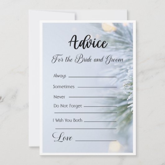 Advies voor de bruid en bruidegom Winter Kerstmis Kaart (Voorkant)