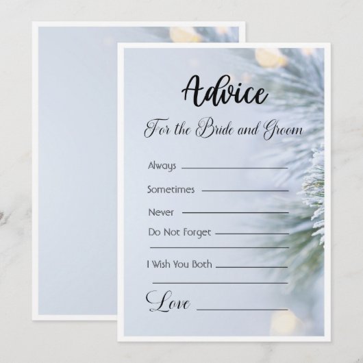 Advies voor de bruid en bruidegom Winter Kerstmis Kaart (Voorkant / Achterkant)