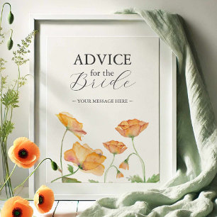 Advies voor de bruid Floral Wedding Sign Poster