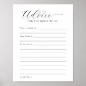 Advies voor de Bruid Printbaar Bruidsfeest Spel Poster (Voorkant)