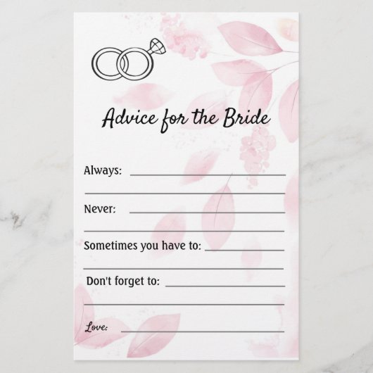 Advies voor de Bruid - Roze Aquarel Flyer (Voorkant)