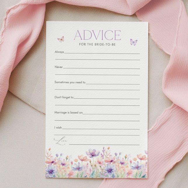 Advies voor de Bruid Vlinder Bruidsfeest Spel (Wildflower Butterfly Bridal Shower Advice for the Bride Game | Lifetime of butterflies)