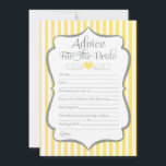 Advies voor de Gele Grijze Vrijgezellenfeest<br><div class="desc">Advies voor de bruidskaarten in geel en zilver grijs. Deze elegante en leuke bridale doucheactiviteit spaart gele en witte strepen met zilveren faux glitter accent en zilvertekst.</div>
