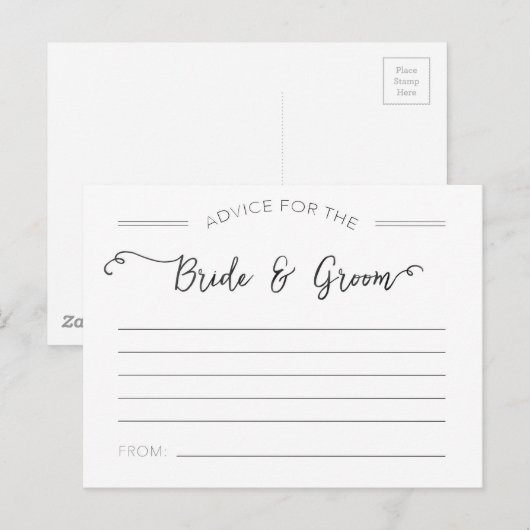 Advies voor de Kaarten Bride en Groom (Voorkant / Achterkant)