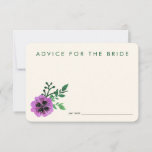 Advies voor de Kaarten van de Bride | Paarse Pansy<br><div class="desc">Vraag de bruid om met deze kaarten te zijn. Plaats een stapel bij de ingang aan een verlovingspartij of een bruiloft, verlaat bij elke plaats het plaatsen, of breng hen rond. Het ontwerp is voorzien van zwarte en witte strepen met een paarse waterverf pansy bloem. Gelijke uitnodigingen en accessoires in...</div>