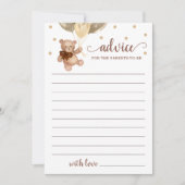 Advies voor de Ouders Baby shower Teddy Bear Kaart (Voorkant)