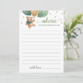 Advies voor de Ouders Baby shower Teddy Bear Kaart (Staand voorkant)