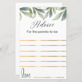 Advies voor de ouders om een babydouche te houden (Voorkant / Achterkant)