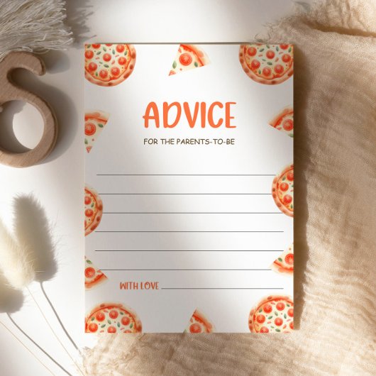 Advies voor de ouders, Pizza Baby shower Advies Kaart
