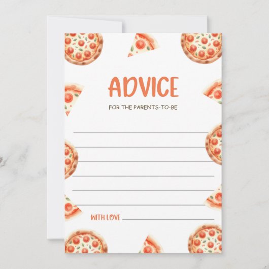 Advies voor de ouders, Pizza Baby shower Advies Kaart (Voorkant)