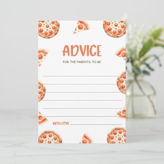 Advies voor de ouders, Pizza Baby shower Advies Kaart (Staand voorkant)