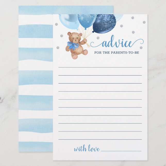 Advies voor de Ouders Shower Teddybeer (Voorkant / Achterkant)