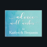 Advies voor de Waterverf Bride & Groom, Blauwgroen<br><div class="desc">Hier is een leuke toevoeging aan de Blue & Blauwgroen Ombre Waterverf Wedding Suite! " raad en welgemeende wensen " voor de bruid - en bruinkaarten . Met behulp van 'visitekaartje-technologie' zijn deze kleine kaarten gedrukt in een pak veelvouden, zodat je ze kunt leggen op bruiloft-themed feestjes, douches en je...</div>
