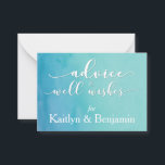 Advies voor de Waterverf Bride & Groom, Blauwgroen<br><div class="desc">Hier is een leuke toevoeging aan de Blue & Blauwgroen Ombre Waterverf Wedding Suite! " raad en welgemeende wensen " voor de bruid - en bruinkaarten . Met behulp van 'visitekaartje-technologie' zijn deze kleine kaarten gedrukt in een pak veelvouden, zodat je ze kunt leggen op bruiloft-themed feestjes, douches en je...</div>