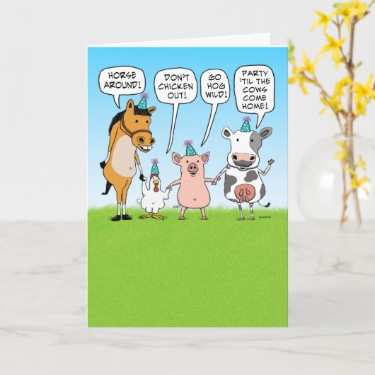 Advies voor funny Party Animals Kaart (Gele Bloem)