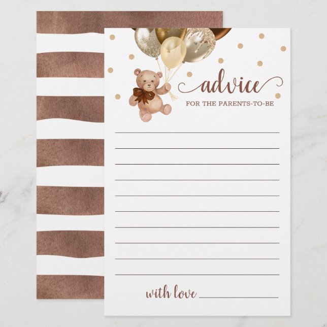 Advies voor het Baby shower der ouders Teddy Bear (Voorkant / Achterkant)