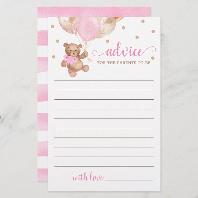 Advies voor het Baby shower der ouders Teddy Bear (Voorkant / Achterkant)