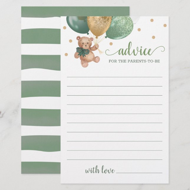 Advies voor het Baby shower der ouders Teddy Bear (Voorkant / Achterkant)