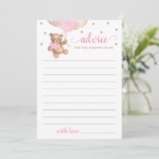 Advies voor het Baby shower der ouders Teddy Bear Kaart (Staand voorkant)