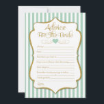 Advies voor het Britse Vrijgezellenfeest voor groe<br><div class="desc">Advies voor de bruidskaarten in muntgroen en goud. Deze elegante en leuke bridale raad is een doucheactiviteit,  sportmunt en witte strepen met gouden faux glitter accent en gouden tekst.</div>