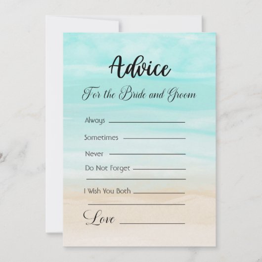 Advies voor het bruidspaar Abstract strand Kaart (Voorkant)