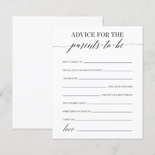 Advies voor het ouderschapsspel (Voorkant / Achterkant)