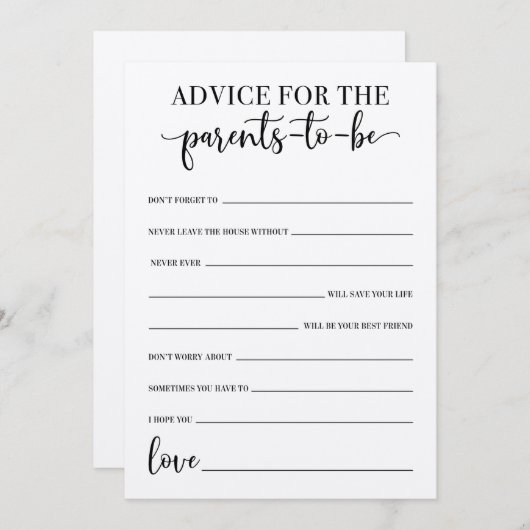 Advies voor het ouderschapsspel programmakaart (Voorkant / Achterkant)