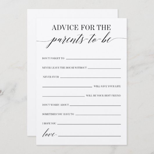 Advies voor het ouderschapsspel programmakaart (Voorkant / Achterkant)