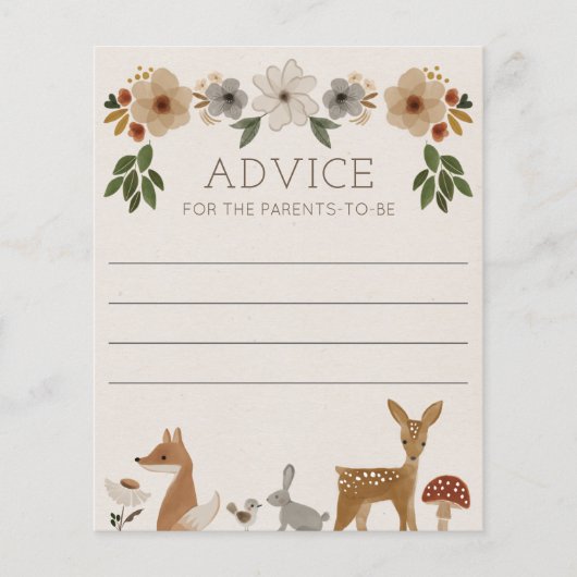 Advies voor het Parents Woodland Baby shower Game (Voorkant)