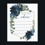 Advies voor het Pas getrouwd Wedding Game<br><div class="desc">Gemakkelijk hebben gasten hun beste advies voor de nieuwsleden invullen. Dit ontwerp is voorzien van een modern gouden lijst met een prachtige bouquet van blauw-waterverf-zeebloemen en eucalyptusgroen. Bekijk het hele collectie van de Royal Navy voor meer overeenkomende objecten!</div>