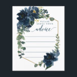 Advies voor het Pas getrouwd Wedding Game<br><div class="desc">Gemakkelijk hebben gasten hun beste advies voor de nieuwsleden invullen. Dit ontwerp is voorzien van een modern gouden lijst met een prachtige bouquet van blauw-waterverf-zeebloemen en eucalyptusgroen. Bekijk het hele collectie van de Royal Navy voor meer overeenkomende objecten!</div>