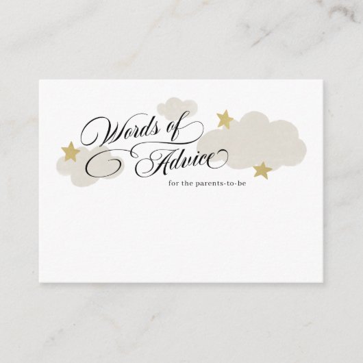 Advies voor het 'Stars Cloud Baby shower' van oude Informatiekaartje (Voorkant)
